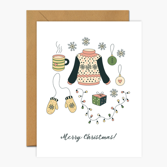 Merry Christmas Hand drawn Elements Christmas Greeting Card