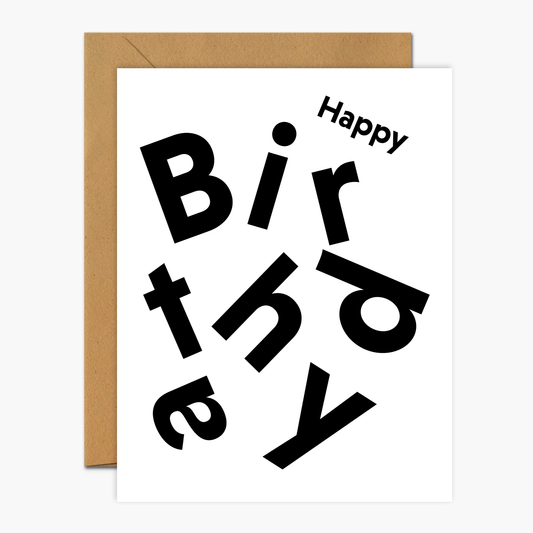 Happy Birthday Scandi BW Birthday Greeting Card | Footnotes Paper