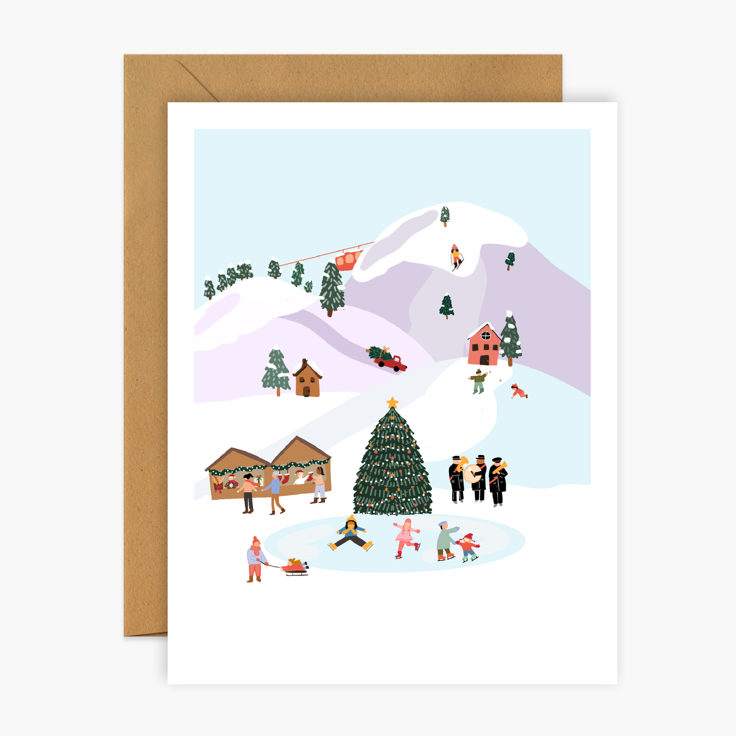Winter Village Illustration Christmas Greeting Card | Footnotes Paper