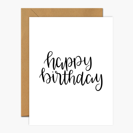 Happy Birthday Simple Script Birthday Greeting Card | Footnotes Paper