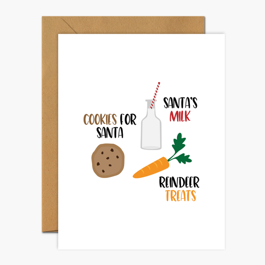 Santa Cookies And Milk Christmas Greeting Card | Footnotes Paper