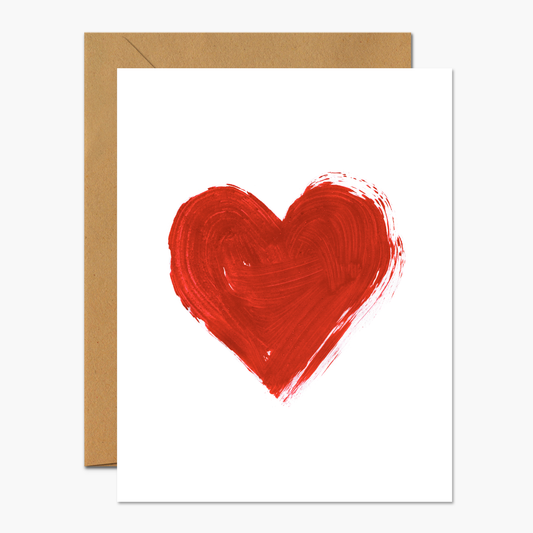 Red Heart Acrylic Paint Valentine's Day Greeting Card | Footnotes Paper