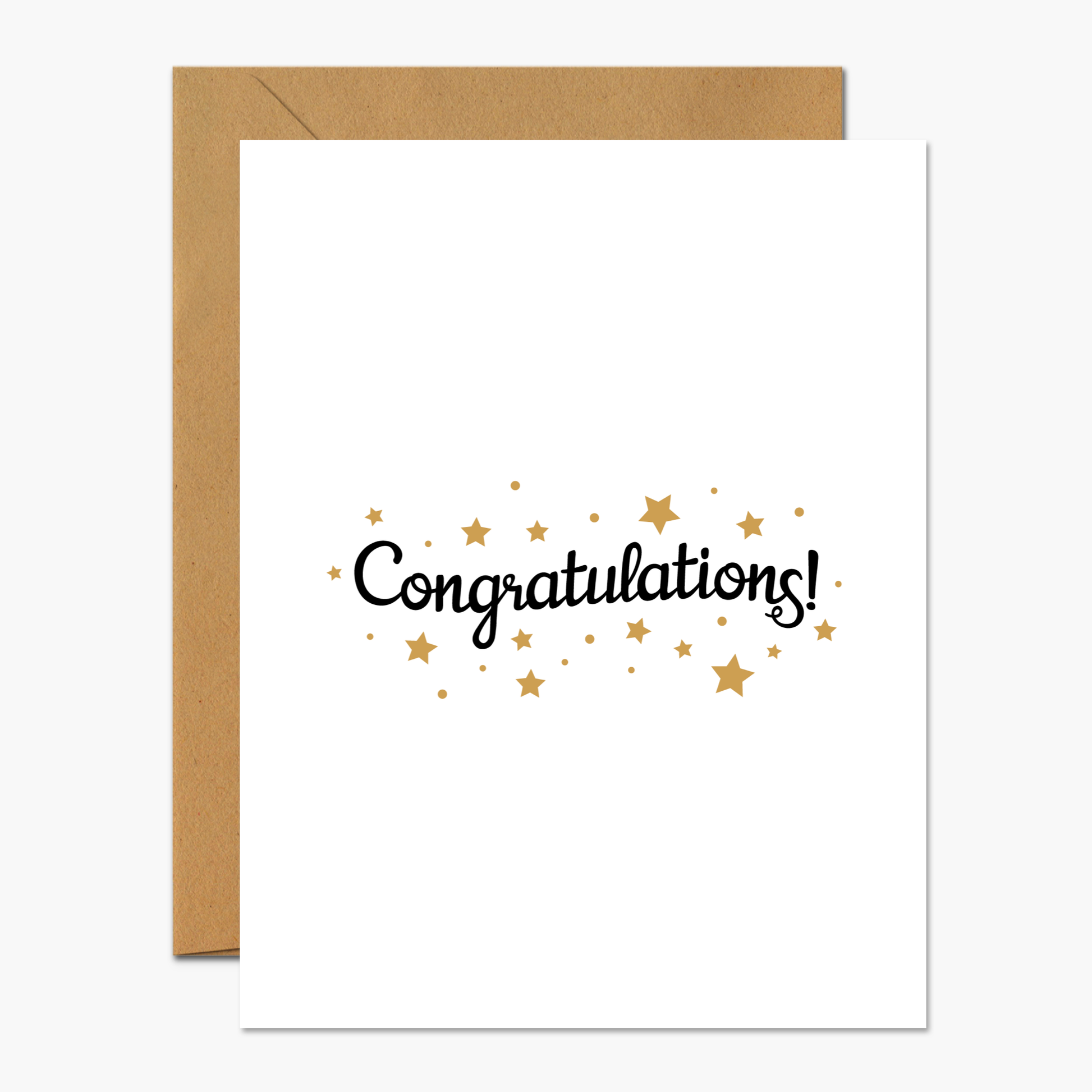 Congratulations Black and Gold Stars Congrats Greeting Card | Footnotes Paper