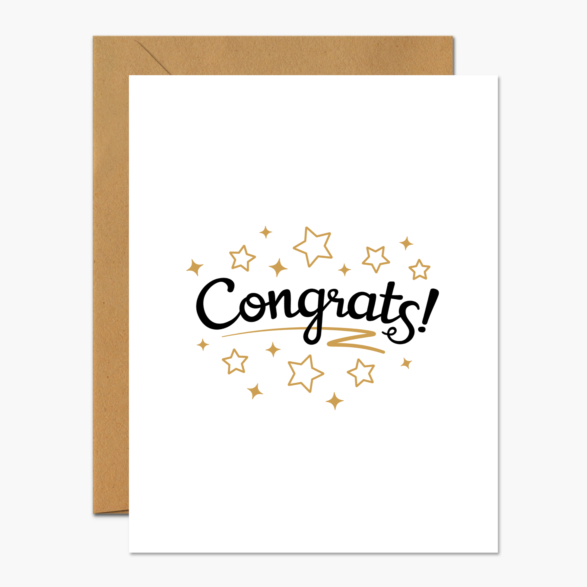 Congrats Black and Gold Stars Congrats Greeting Card | Footnotes Paper