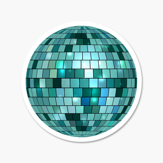 Disco Ball Aquamarine 2.5" Everyday Sticker | Footnotes Paper