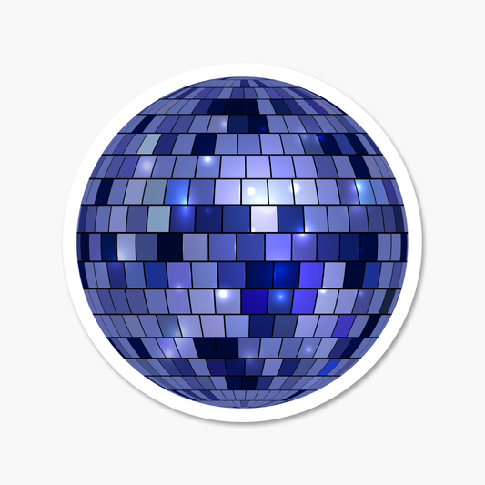 Disco Ball Navy Blue 2.5" Everyday Sticker | Footnotes Paper