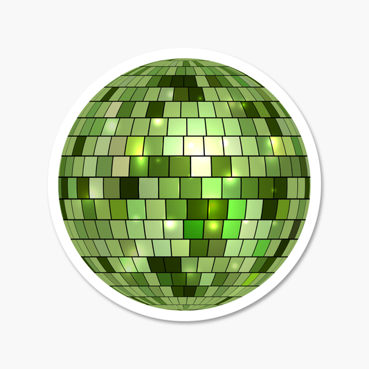 Disco Ball Green 2.5" Everyday Sticker | Footnotes Paper