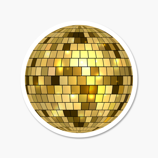 Disco Ball Gold 2.5" Everyday Sticker | Footnotes Paper