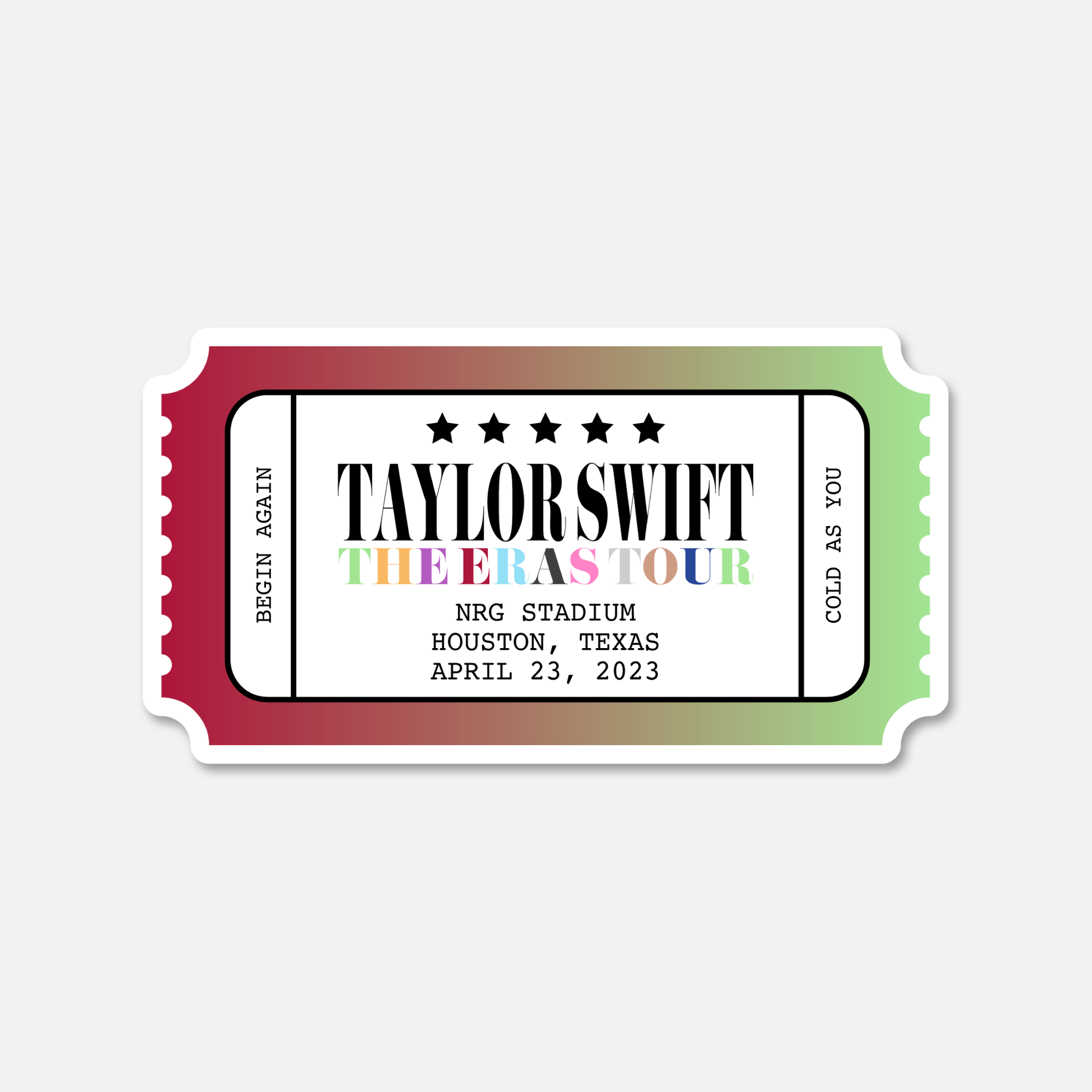 The Eras Tour Concert Ticket Stub Houston, Texas Night 3  | Footnotes Paper