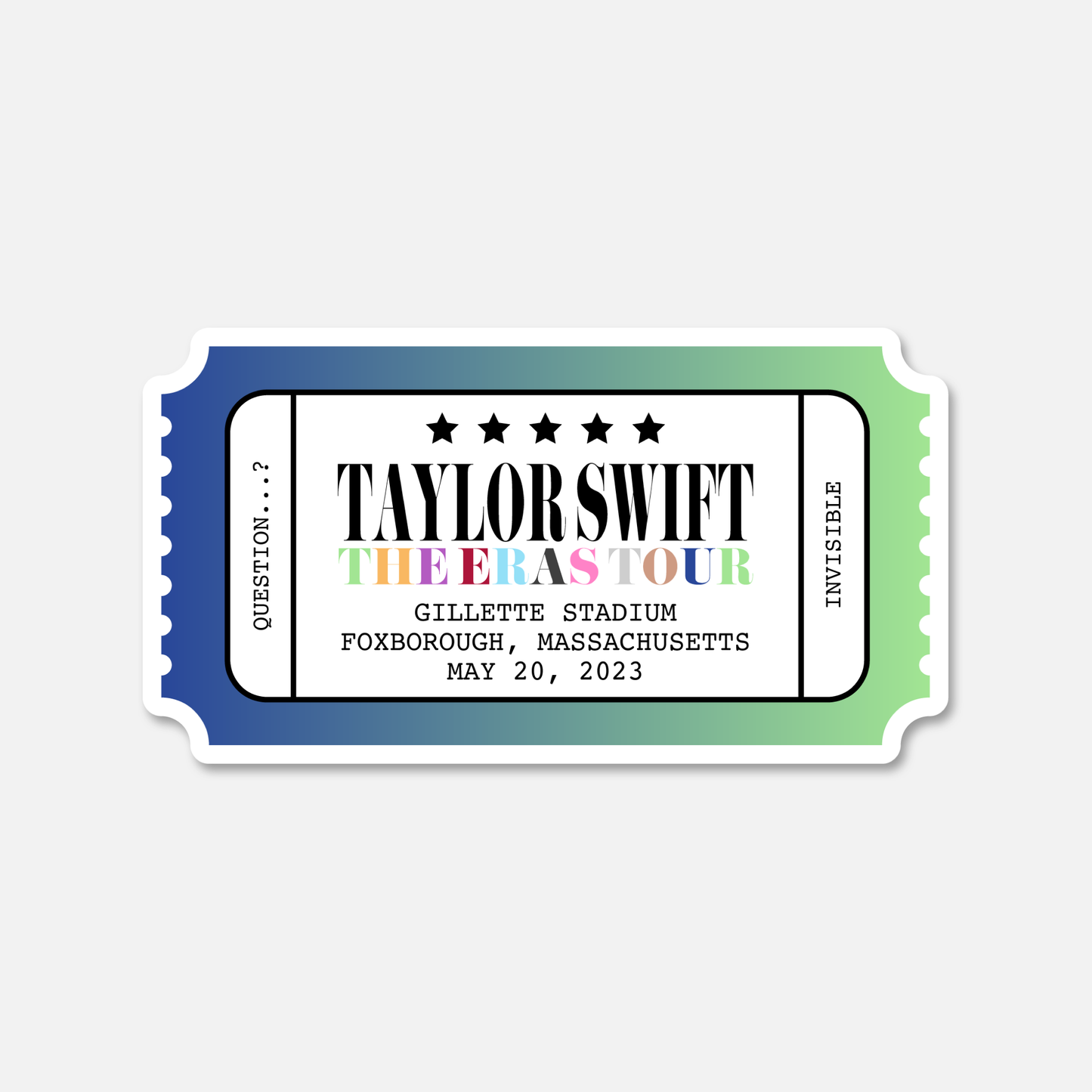 The Eras Tour Concert Ticket Stub Foxborough, Massachusetts Night 2 - Eras Tour Merch