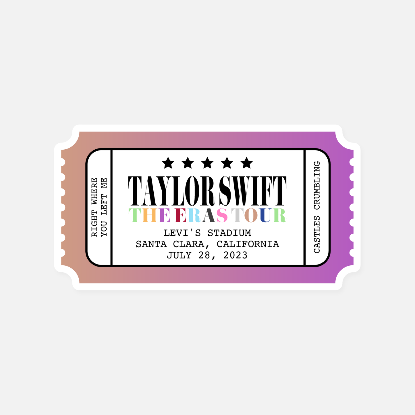 The Eras Tour Concert Ticket Stub Santa Clara, California Night 1  | Footnotes Paper