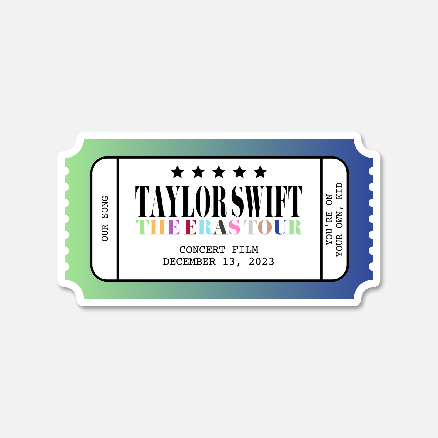 The Eras Tour Concert Film Ticket Stub December 13 Sticker - Eras Tour Merch