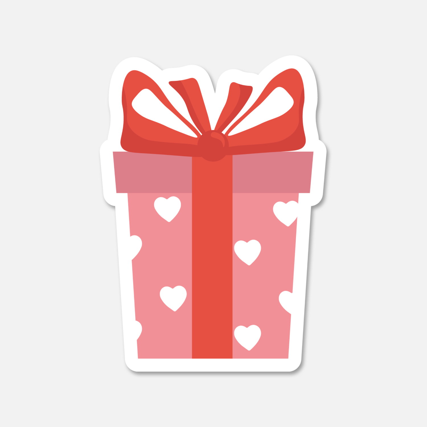 Pink Gift Box with Ribbon Valentine's Day Sticker | Footnotes Paper