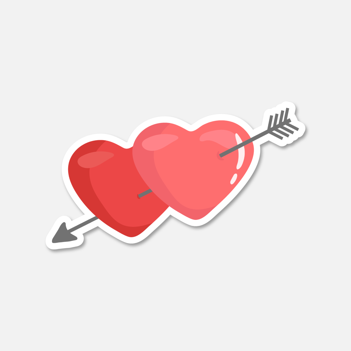 Two Pink Hearts with Arrow Valentine's Day Sticker | Footnotes Paper