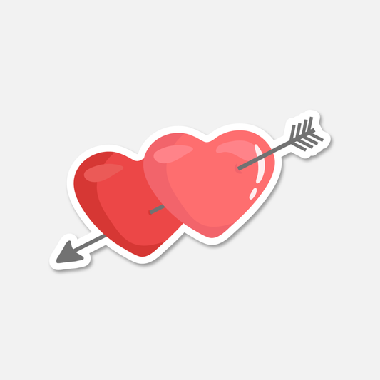 Two Pink Hearts with Arrow Valentine's Day Sticker | Footnotes Paper
