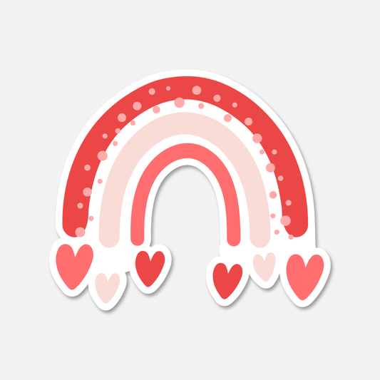 Pink Rainbow with Hearts Valentine's Day Sticker | Footnotes Paper