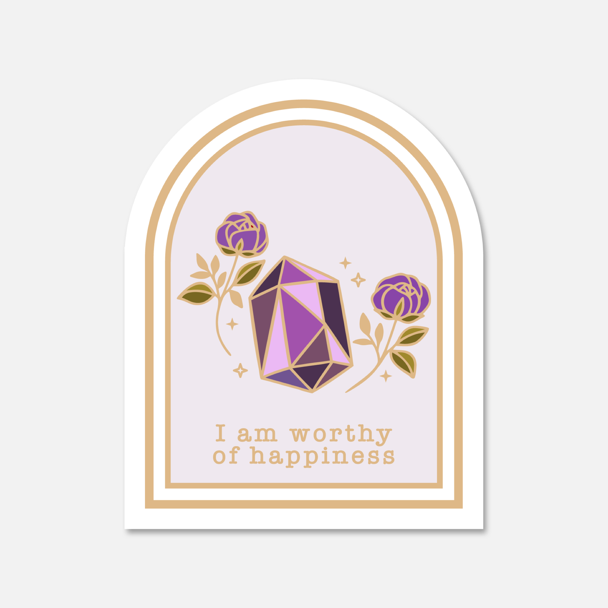 I am worthy of happiness - stained glass Motivational Sticker | Footnotes Paper