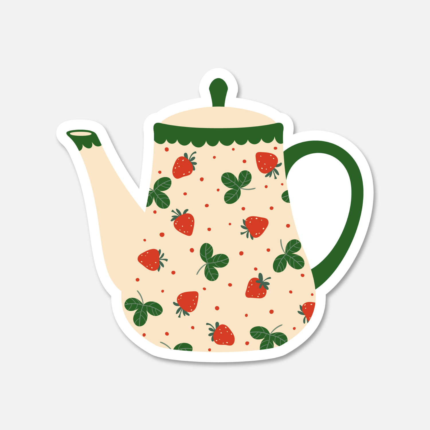 Teapot With Strawberries Everyday Sticker | Footnotes Paper