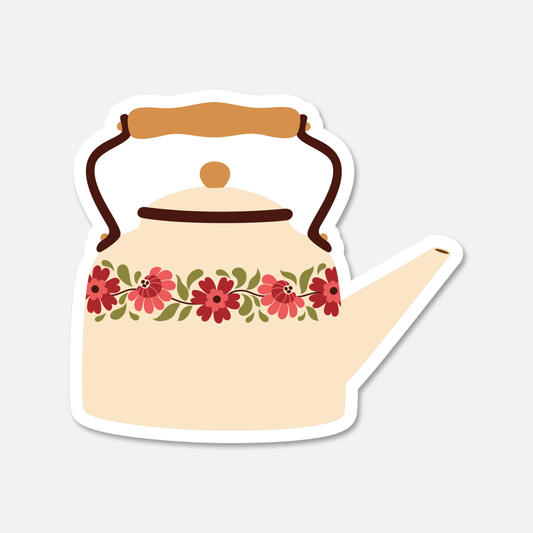 Flower Stickers: Delicate Pink Floral Teapot