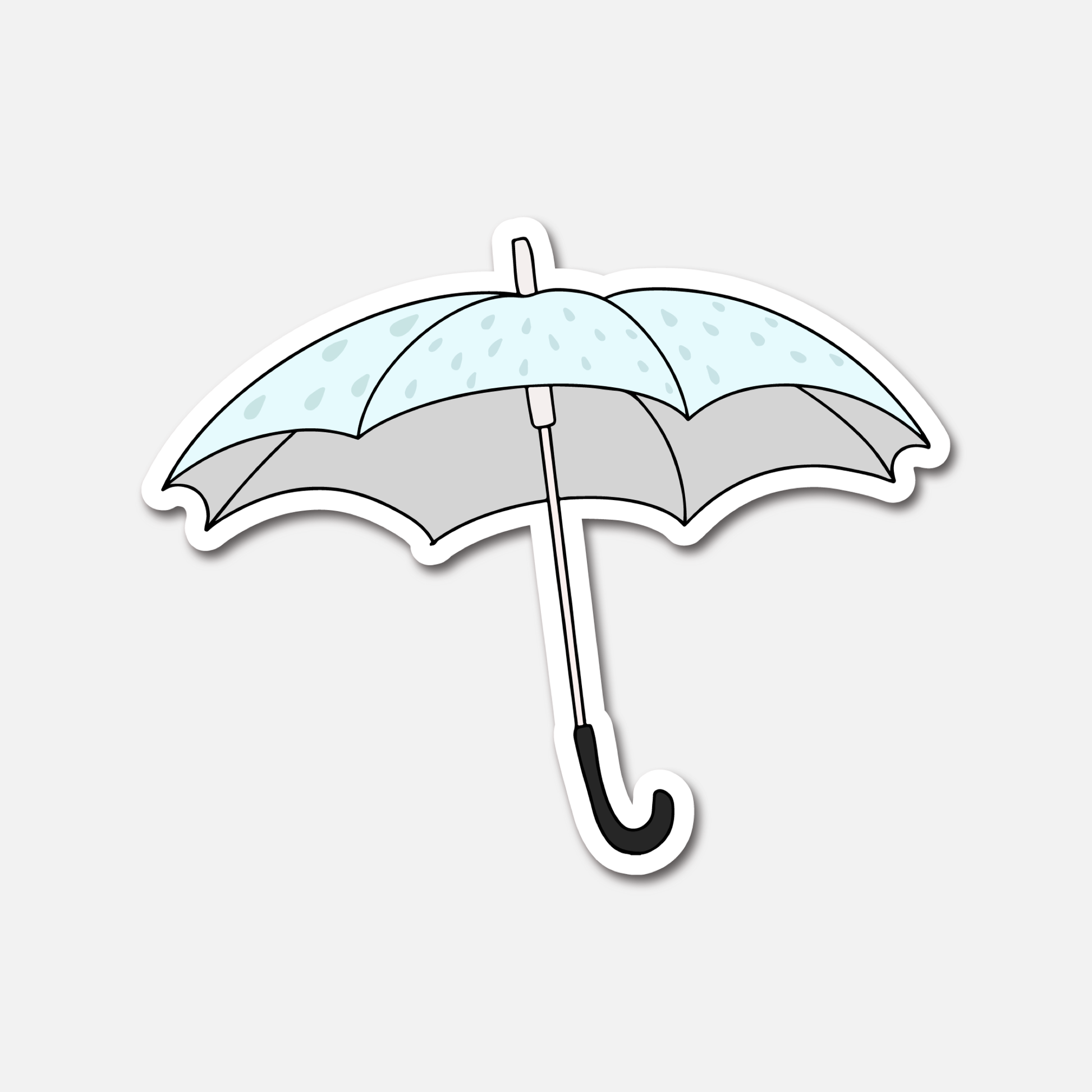 Light Blue Umbrella with Raindrops  - Everyday Waterproof Sticker