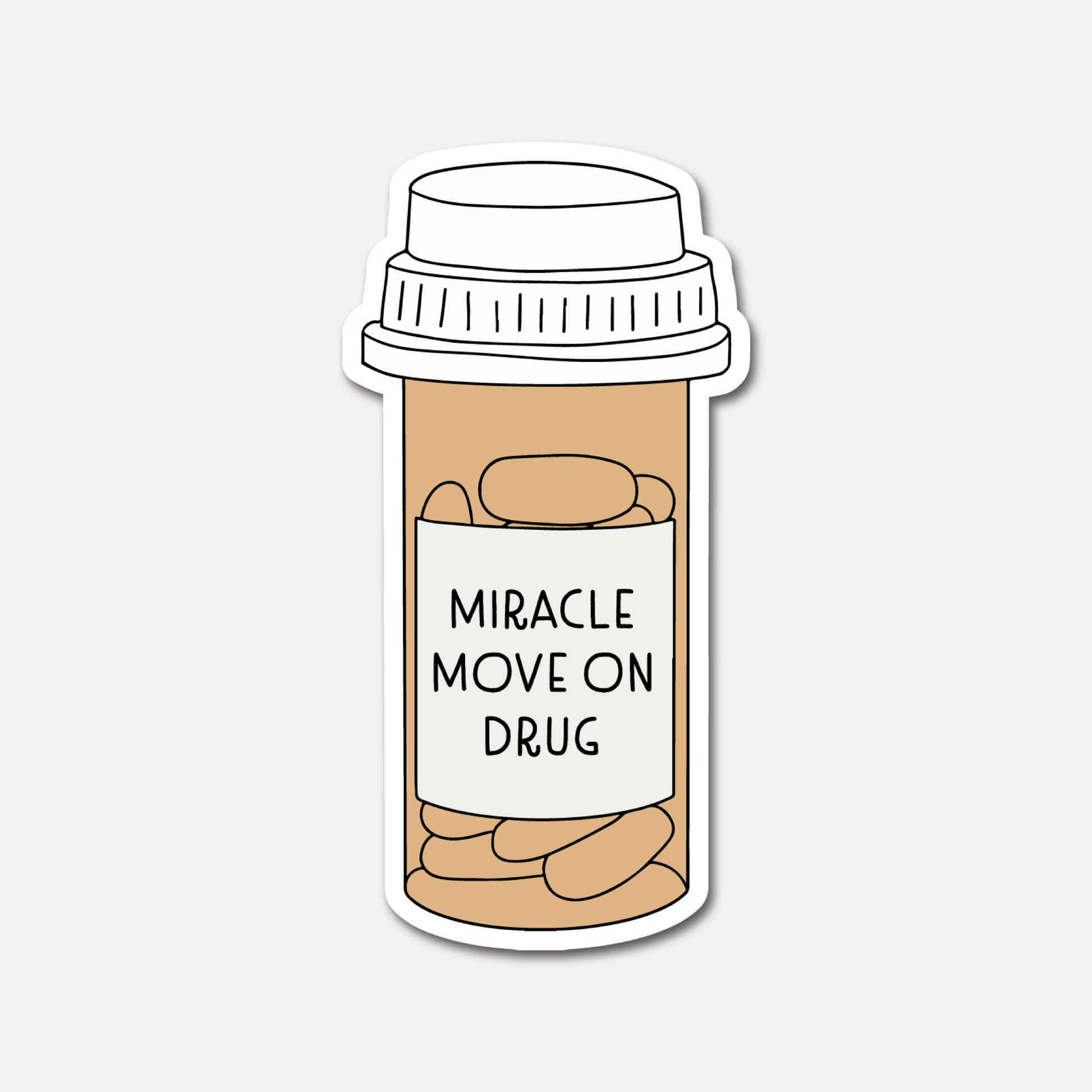 Miracle Move On Drug Pills Bottle - Aesthetic Waterproof Stickers for Water Bottles