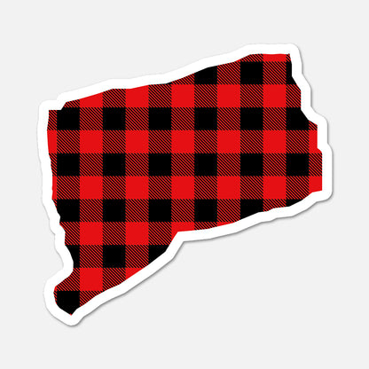 Red and black checkered pattern in the shape of a state on a white background