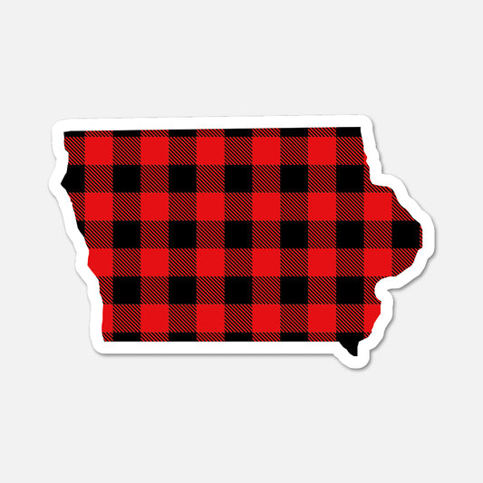 Iowa US State Sticker Buffalo Plaid