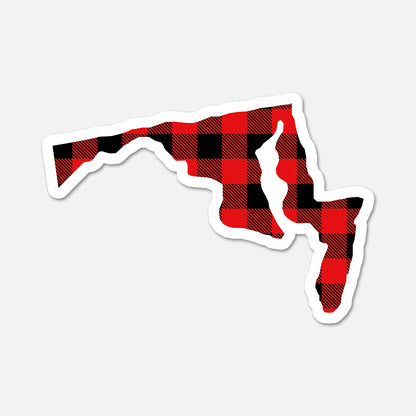Red and black checkered state shape on a white background Maryland 