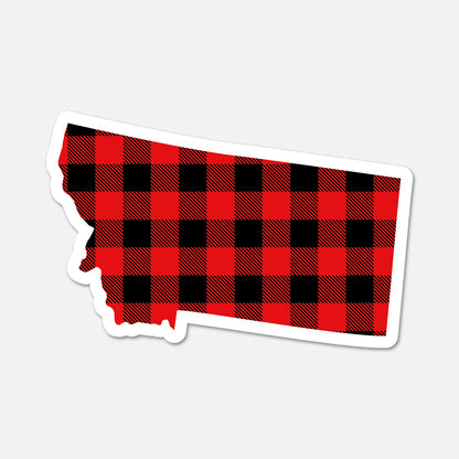 Red and black checkered pattern in the shape of Montana on a white background