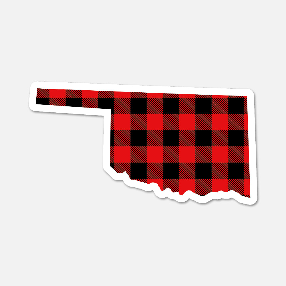 Oklahoma US State Sticker Buffalo Plaid