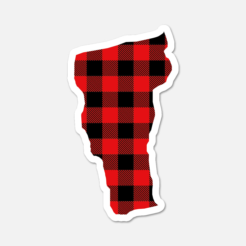 Vermont US State Sticker Buffalo Plaid