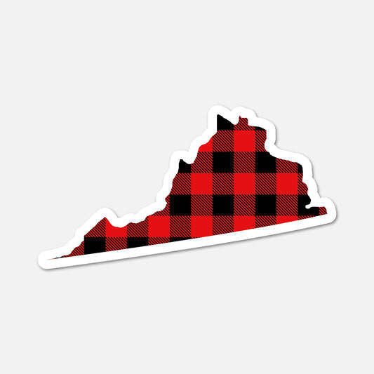 Virginia US State Sticker Buffalo Plaid
