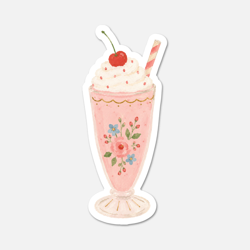hand drawn retro milkshake food sticker on white background