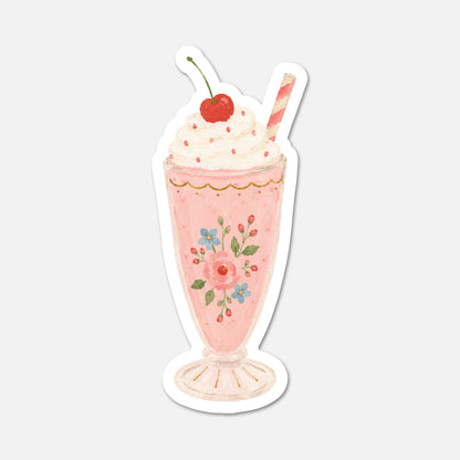hand drawn retro milkshake food sticker on white background