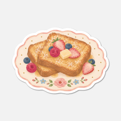 Illustration of French toast with berries on a decorative plate