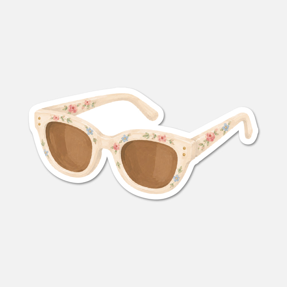 hand drawn vintage sunglasses sticker on white background
