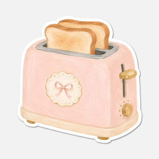 hand drawn vintage toaster sticker on white background