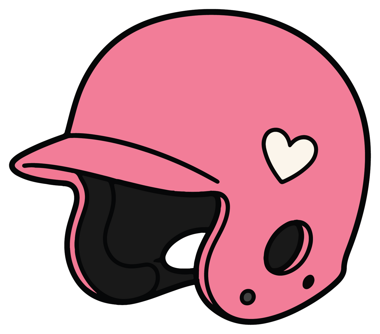 hand drawn pink softball batting helmet sticker on white background