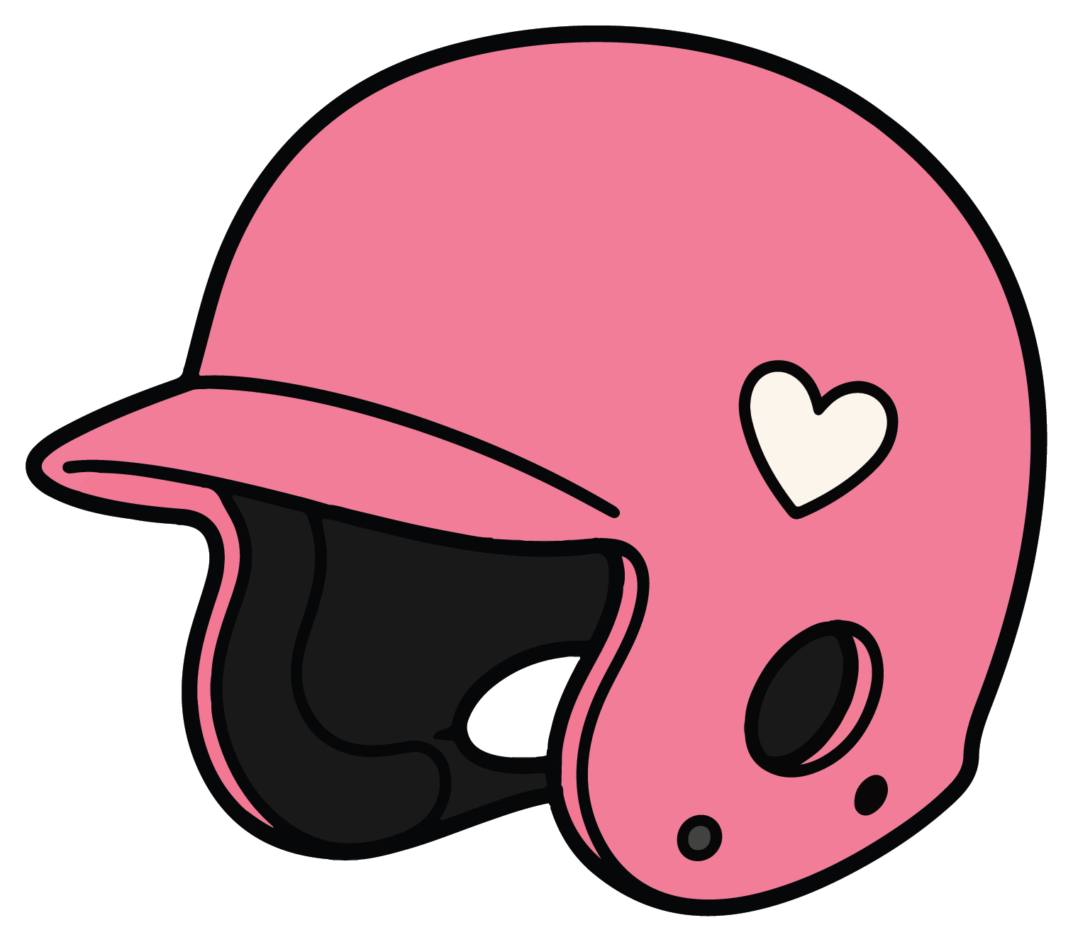 hand drawn pink softball batting helmet sticker on white background