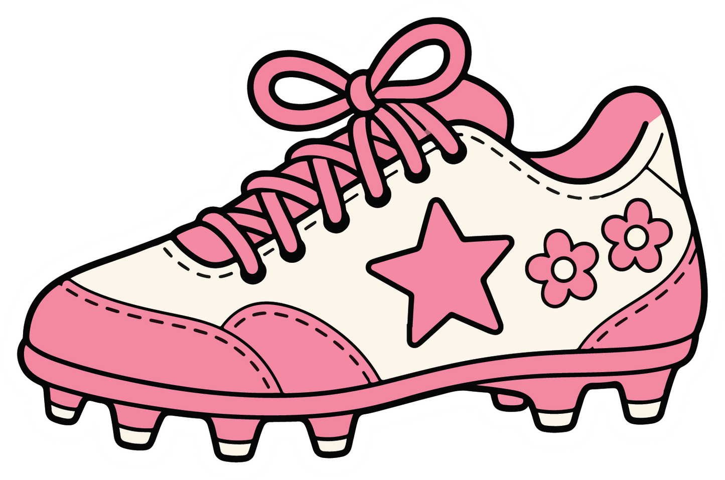 hand drawn pair of pink softball cleats sticker on white background