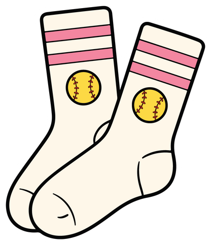 hand drawn pair of softball crew socks sticker on white background