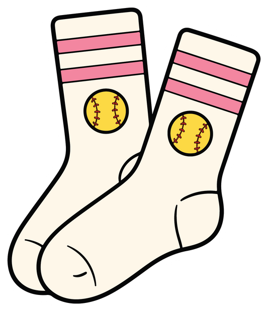 hand drawn pair of softball crew socks sticker on white background