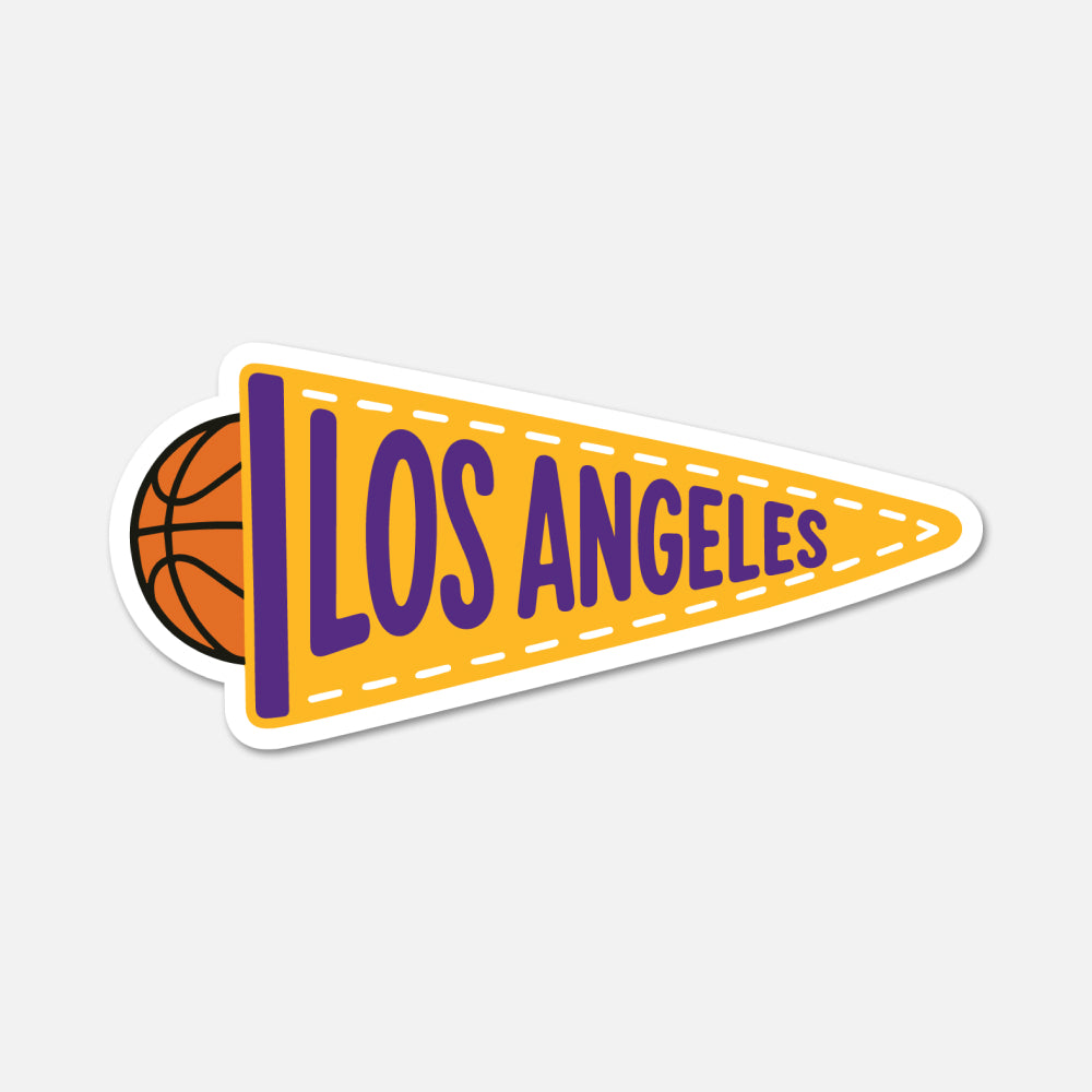 hand drawn Los Angeles basketball pennant sticker with L design on white background