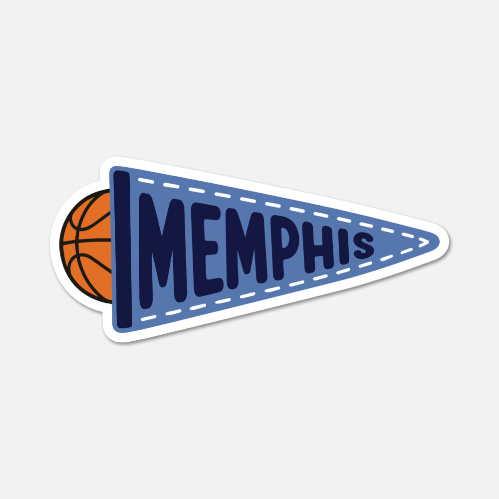 hand drawn Memphis basketball pennant sports sticker on white background