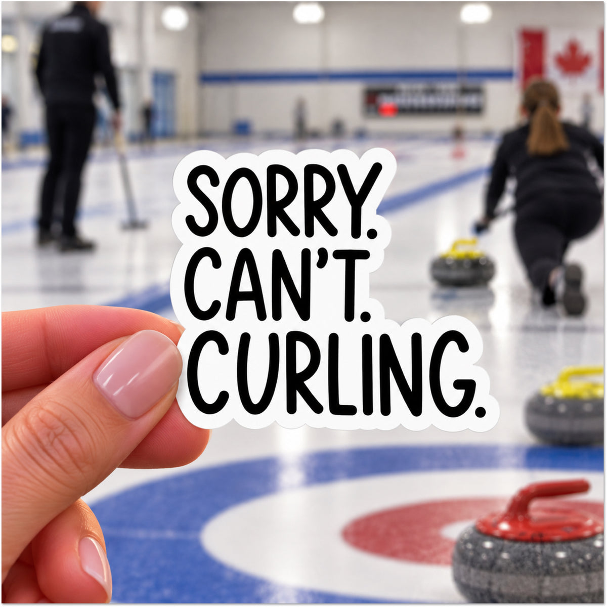 Sorry Can't Curling text sports sticker