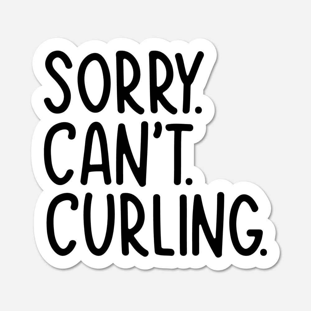 Sorry Can't Curling text sports sticker on white background