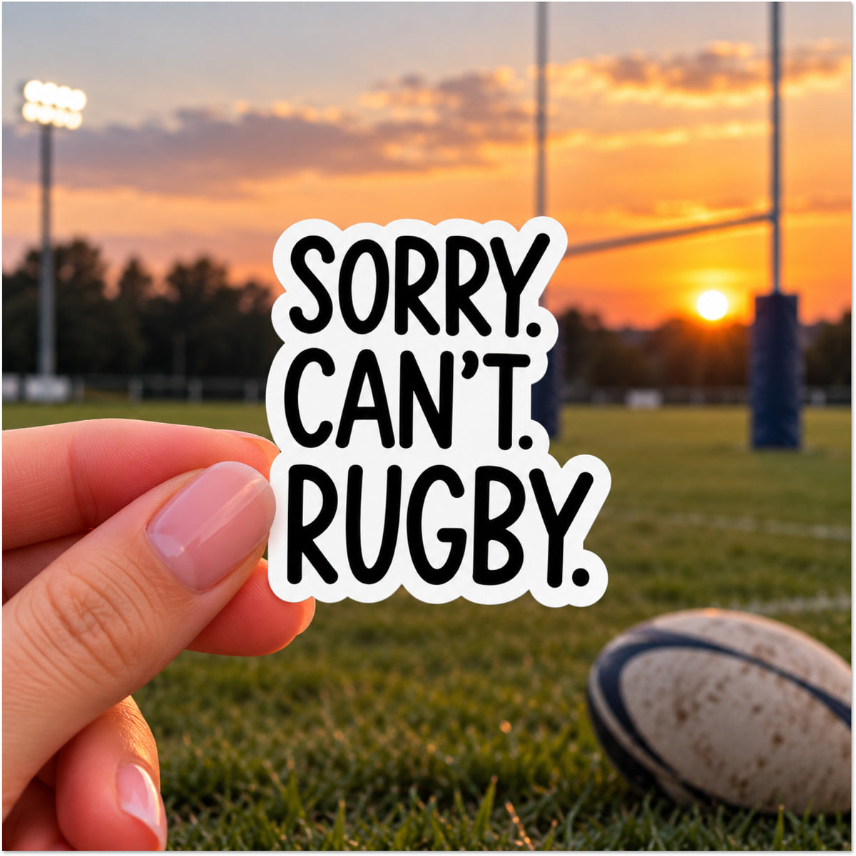 Sorry Can't Rugby text sports sticker