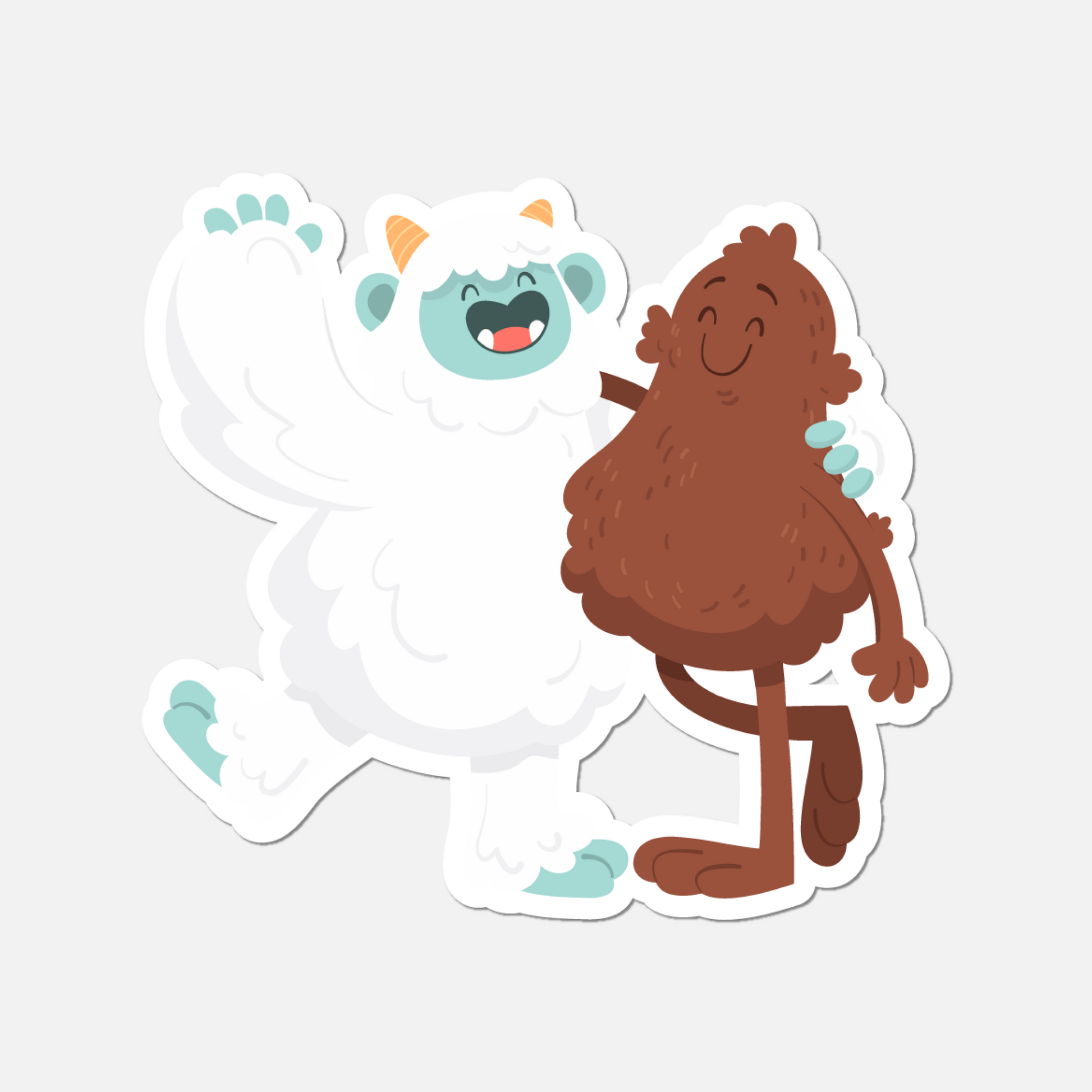 Yeti and Bigfoot Laughing Sticker