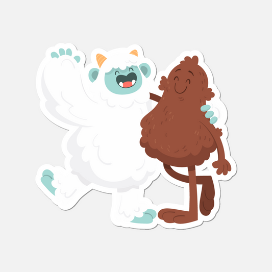 Yeti and Bigfoot Laughing Sticker