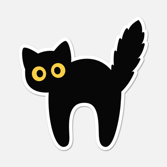 Frightened Black Cat - Cat Sticker